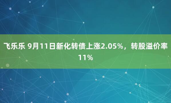 飞乐乐 9月11日新化转债上涨2.05%，转股溢价率11%