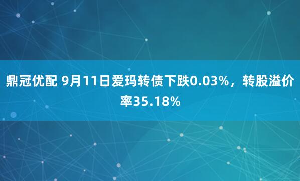鼎冠优配 9月11日爱玛转债下跌0.03%，转股溢价率35.18%